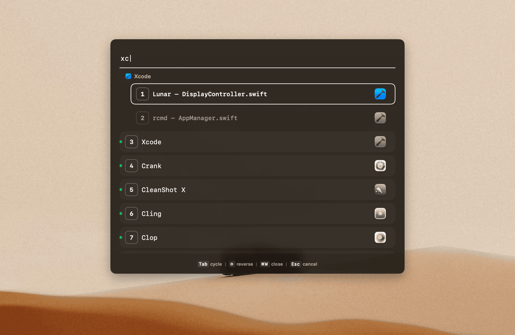 rcmd - Switch apps instantly using the ⌘ Right Command key