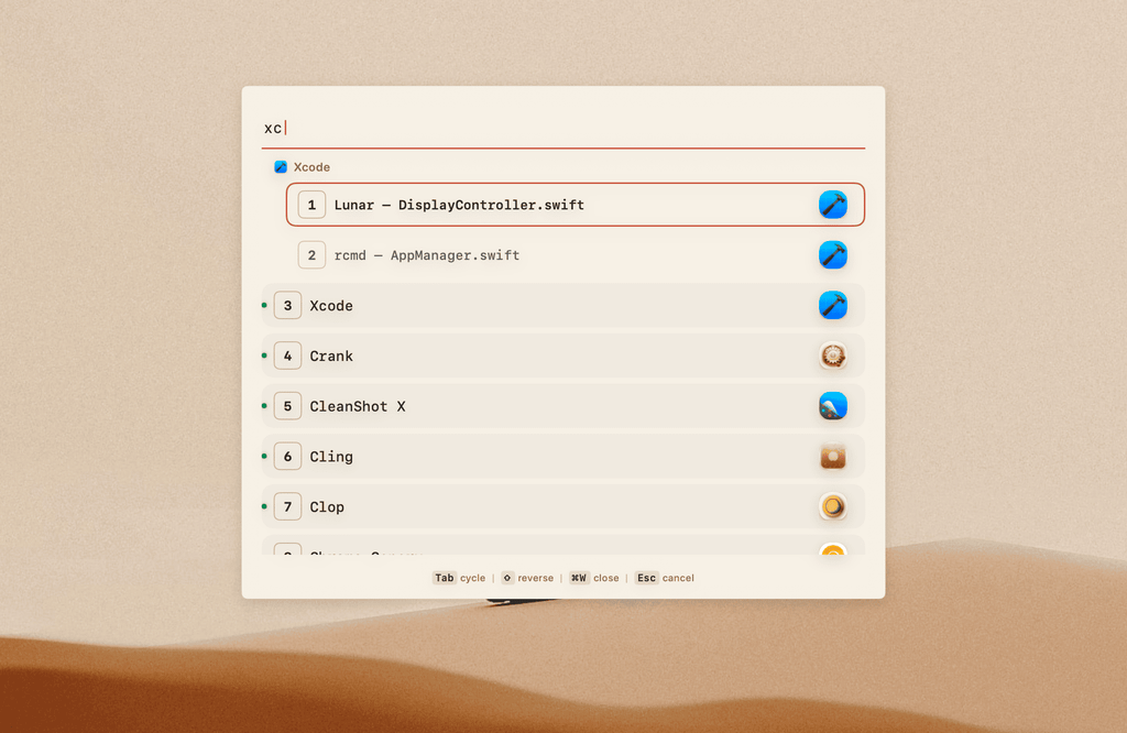 rcmd - Switch apps instantly using the ⌘ Right Command key