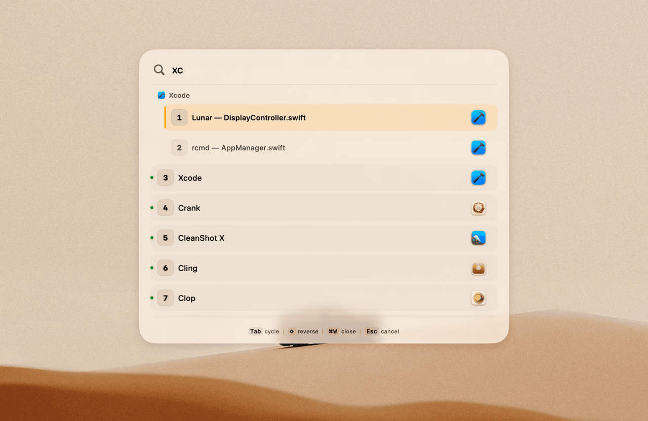 rcmd - Switch apps instantly using the ⌘ Right Command key