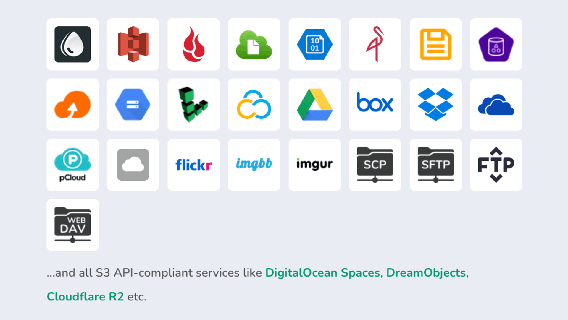 dropshare-services services that the dropshare app can upload to