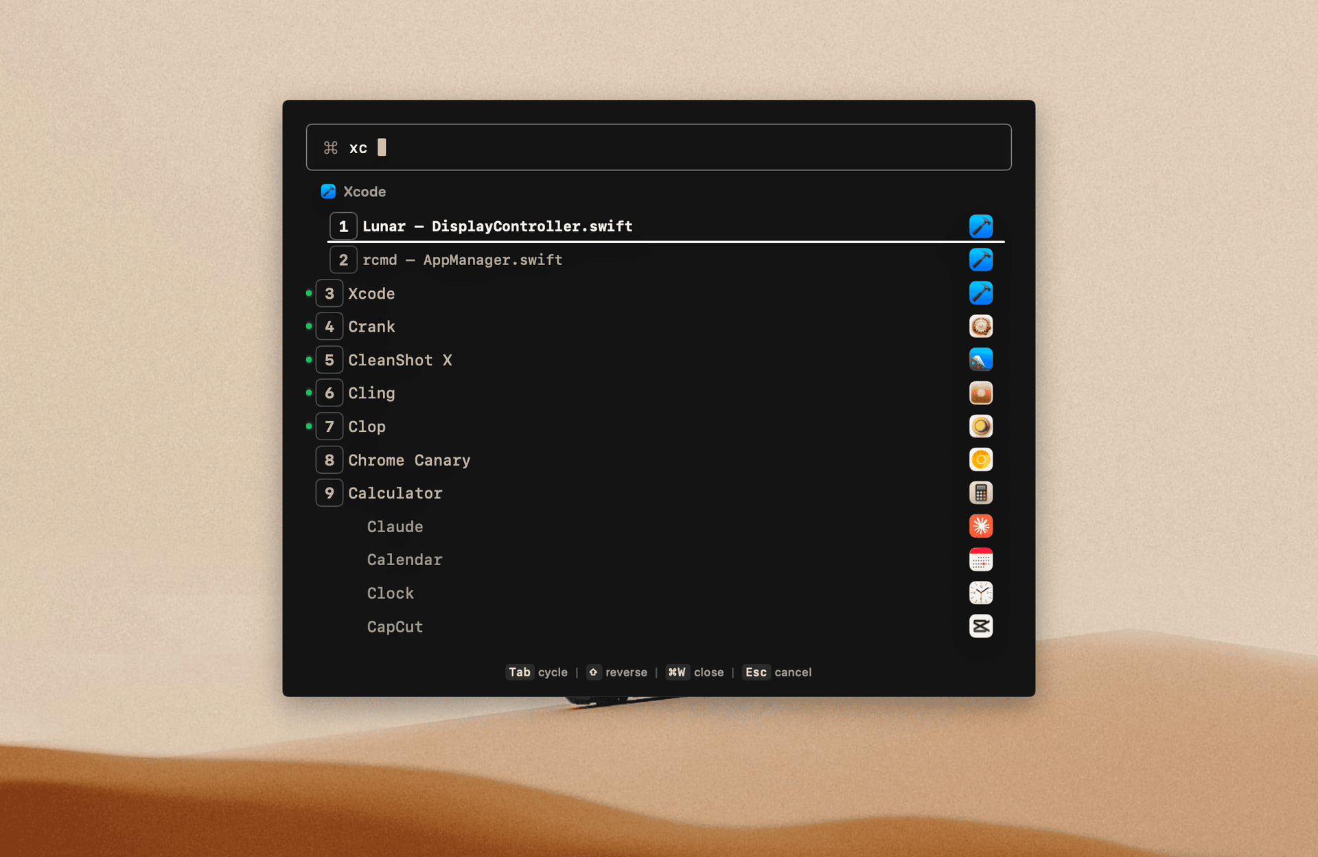 rcmd-theme-brutalist rcmd app switcher with the brutalist theme