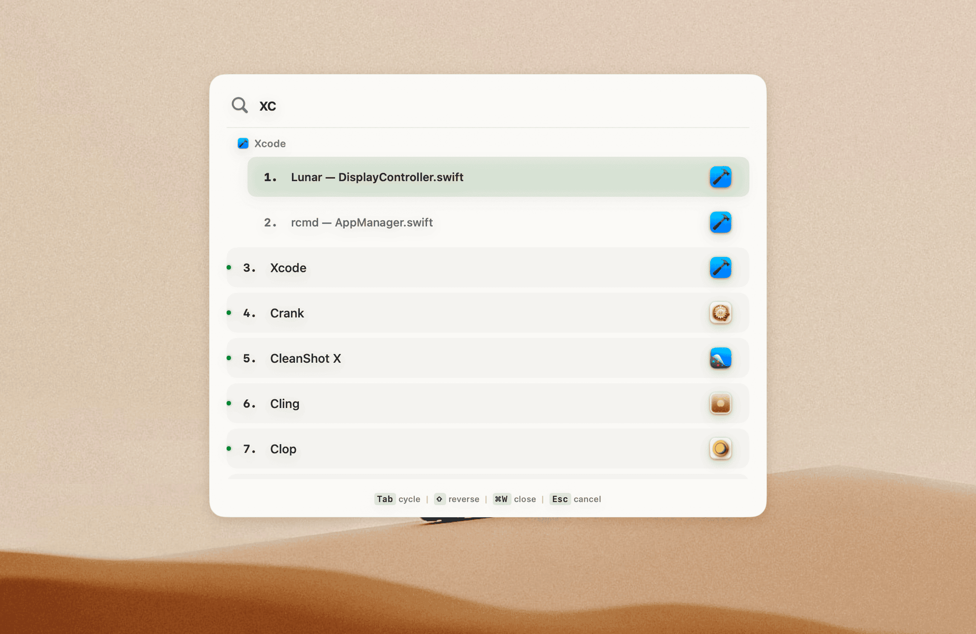 rcmd-theme-daylight rcmd app switcher with the daylight theme