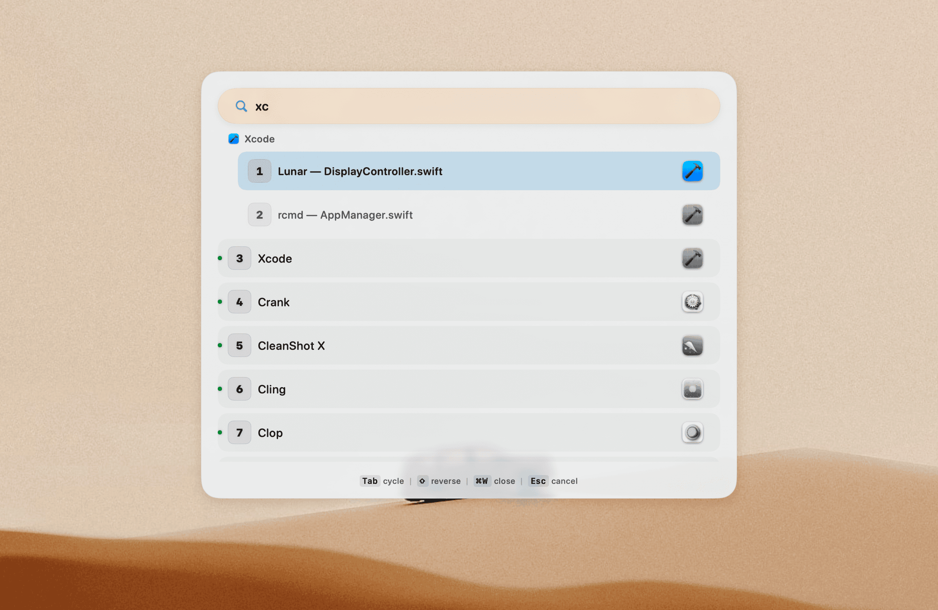 rcmd-theme-frost rcmd app switcher with the frost theme