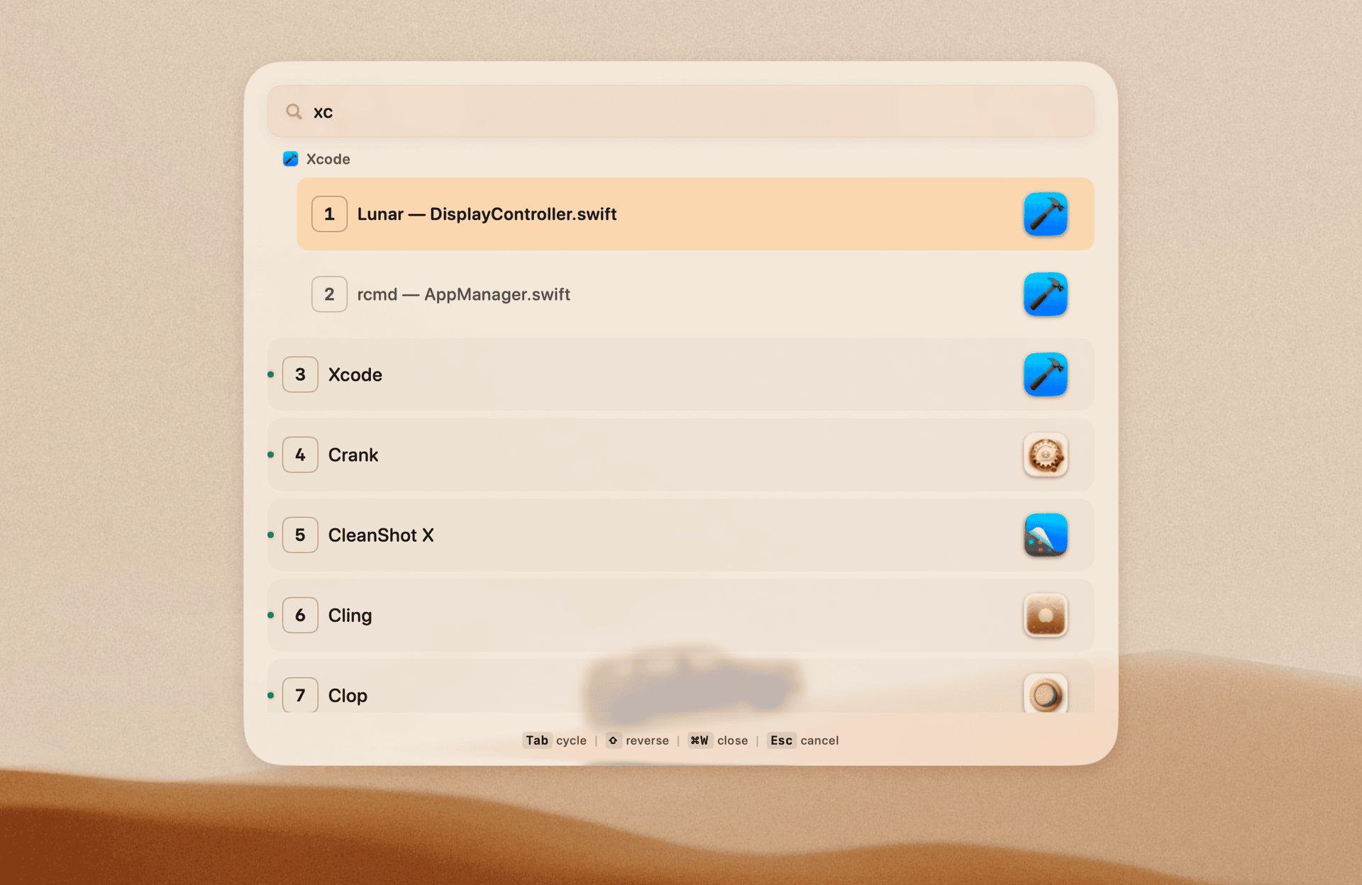 rcmd-theme-jumbo rcmd app switcher with the jumbo theme
