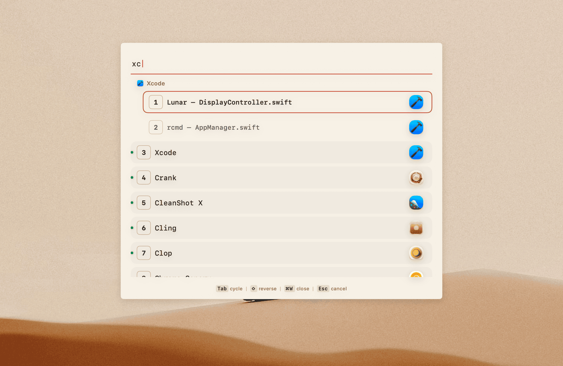 rcmd-theme-paper rcmd app switcher with the paper theme