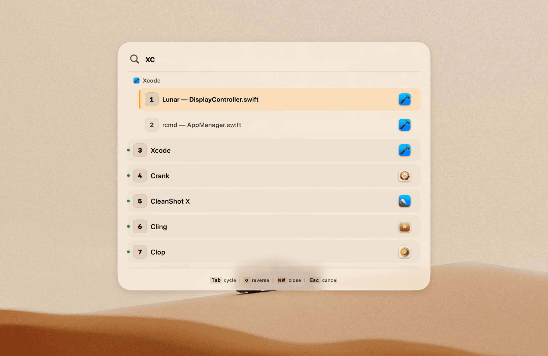 rcmd-theme-round rcmd app switcher with the round theme