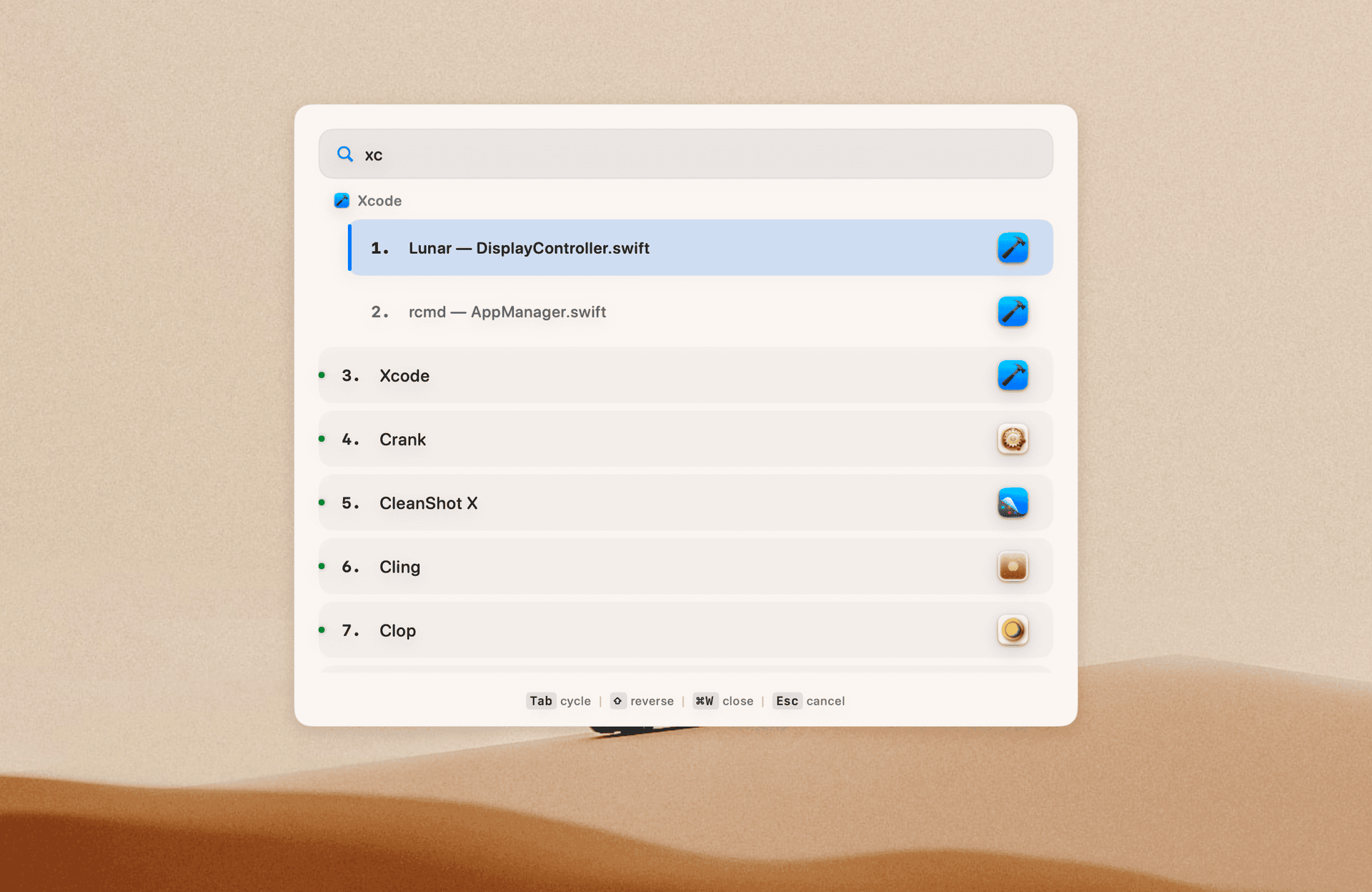 rcmd-theme-solid rcmd app switcher with the solid theme