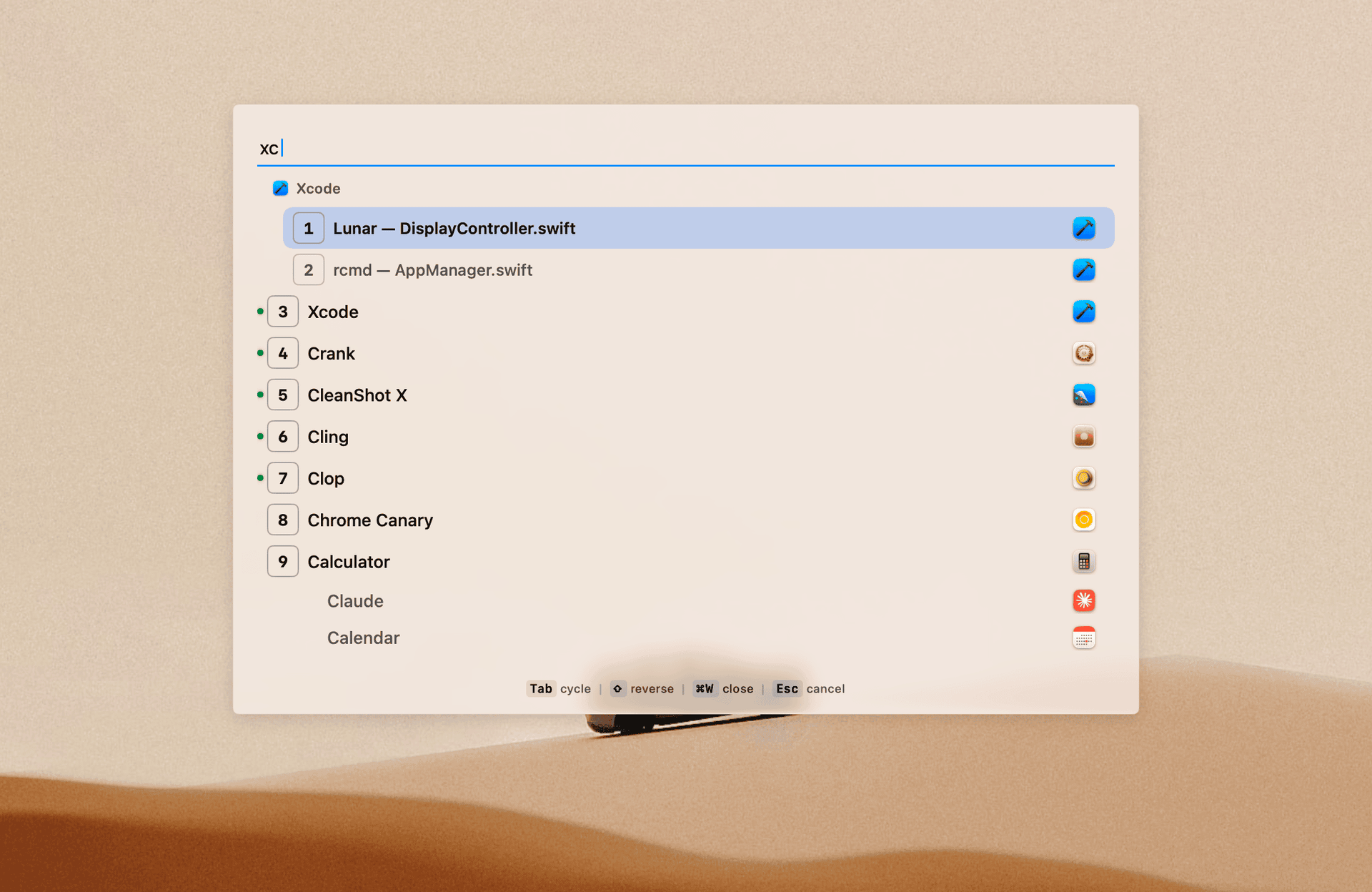 rcmd-theme-squarish rcmd app switcher with the squarish theme