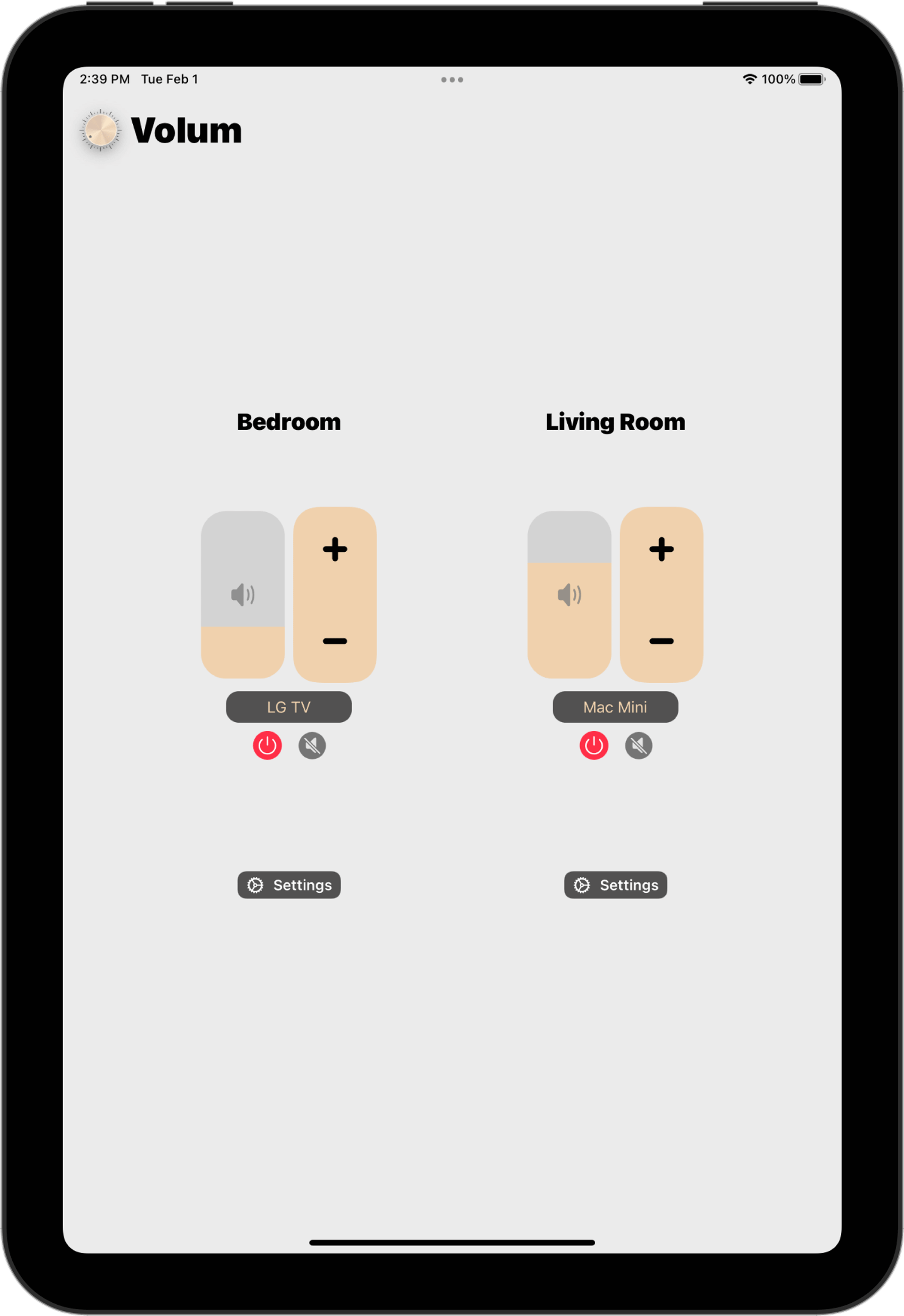 volum-ipad screenshot of the app interface on ipad