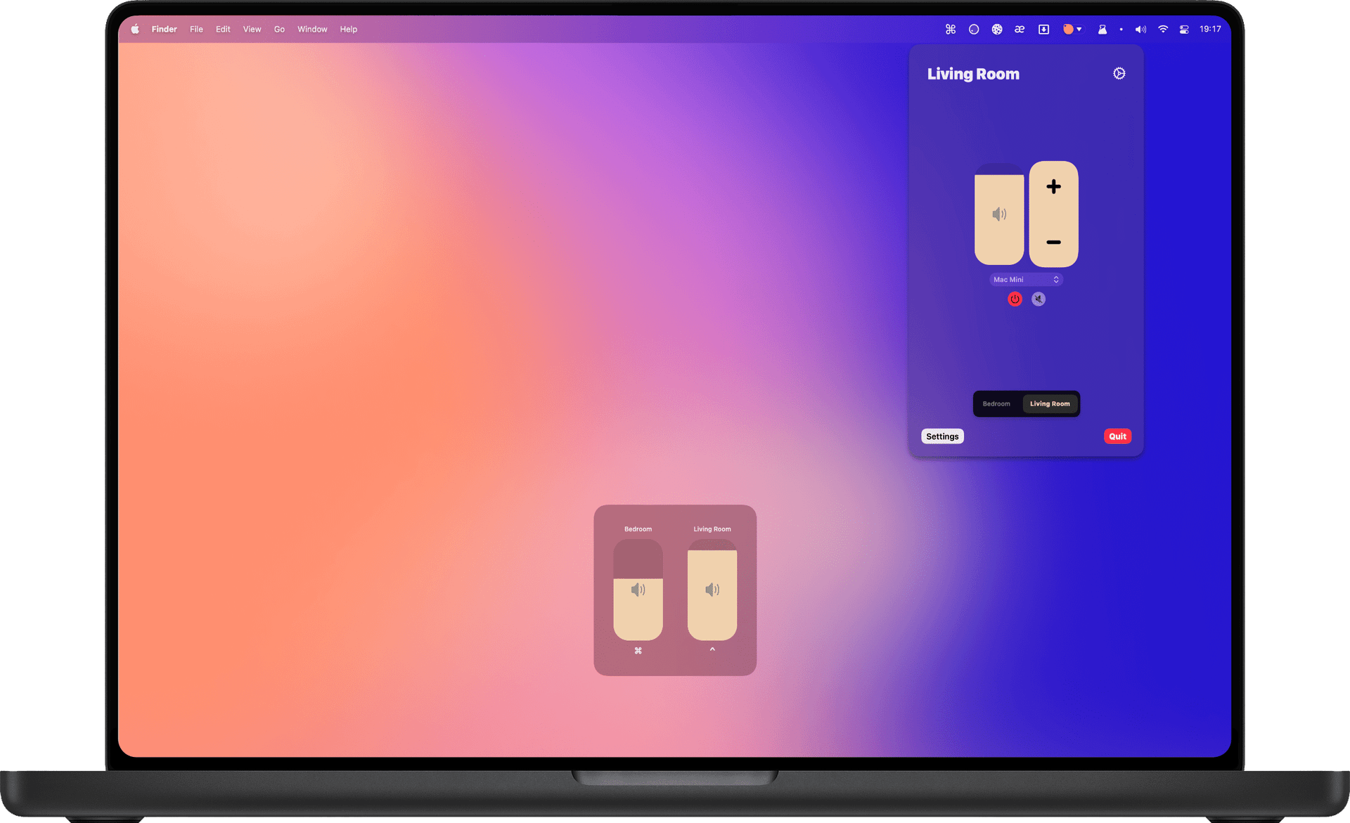 volum-macbook screenshot of the app interface opened from the menu bar