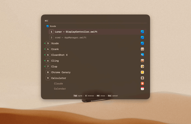 rcmd - Switch apps instantly using the ⌘ Right Command key
