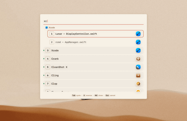 rcmd - Switch apps instantly using the ⌘ Right Command key