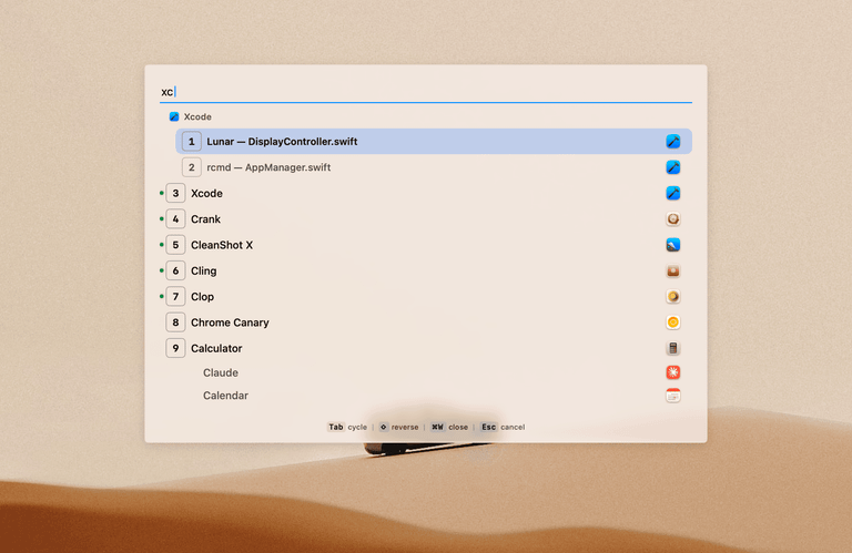 rcmd - Switch apps instantly using the ⌘ Right Command key